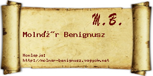 Molnár Benignusz névjegykártya